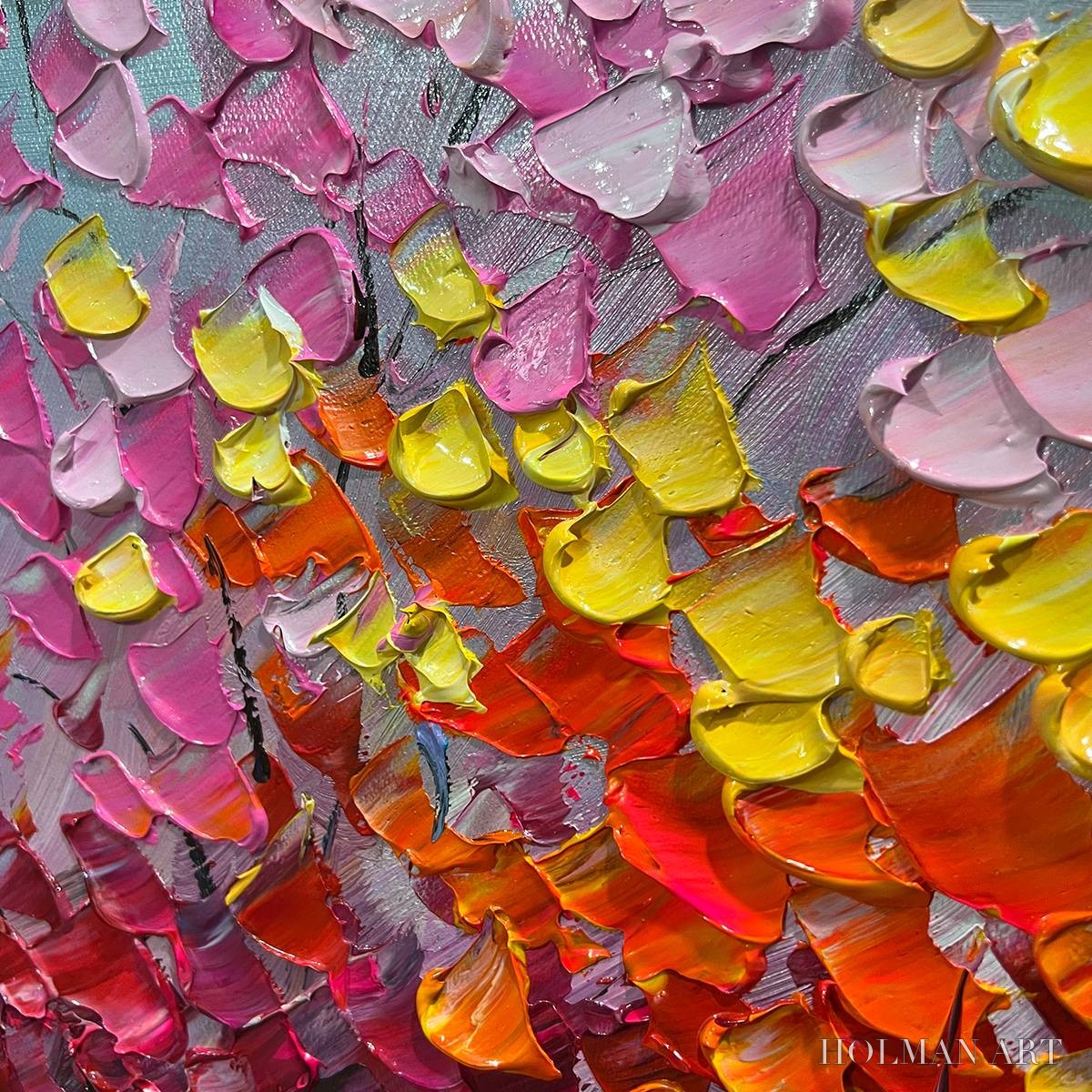 HOLMAN ART Enchanted Forest – Textured Colorful Trees Oil Painting - image 3