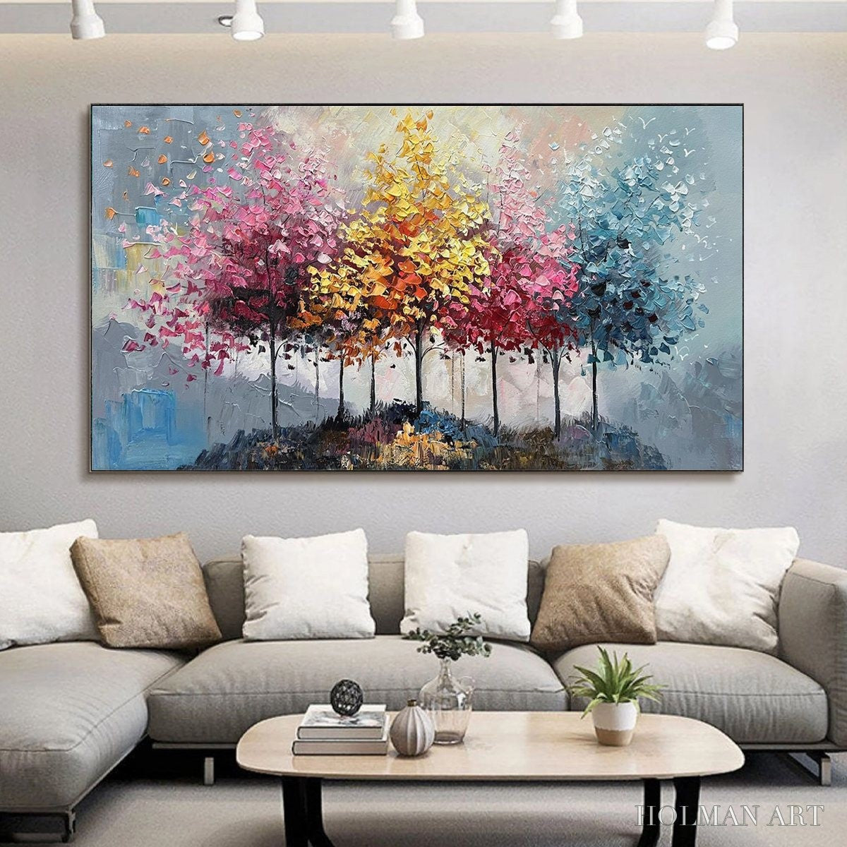HOLMAN ART Enchanted Forest – Textured Colorful Trees Oil Painting - image 6