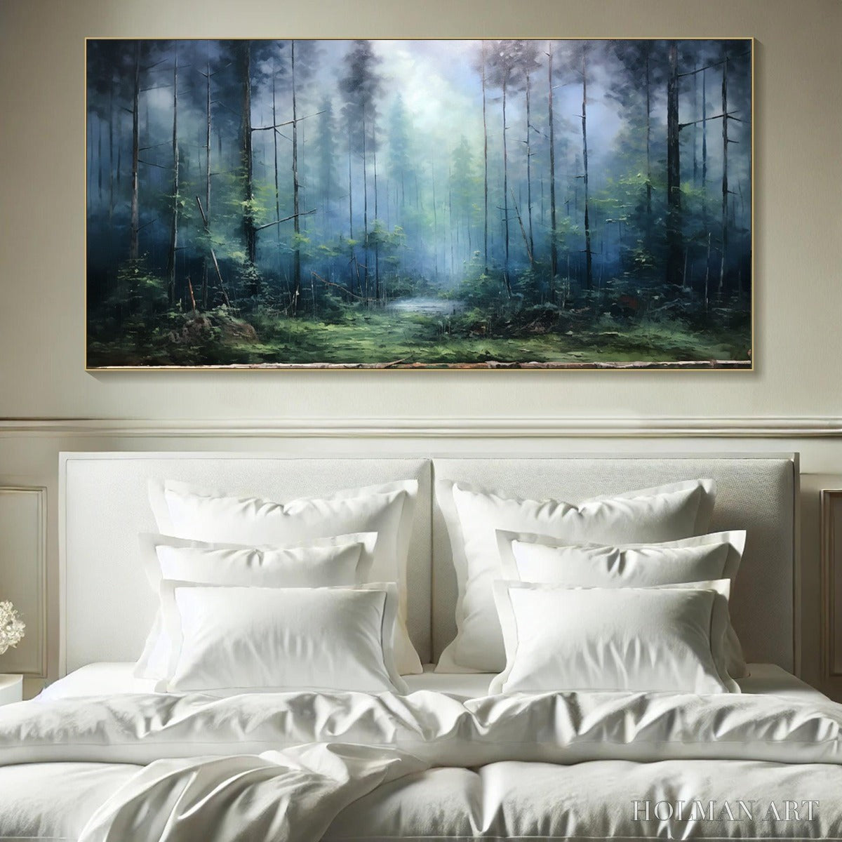 HOLMAN ART Forest Whispers – Panoramic Misty Forest Oil Painting - image 2