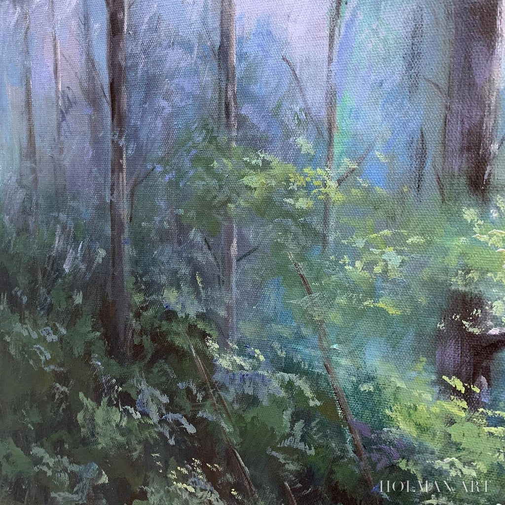 HOLMAN ART Forest Whispers – Panoramic Misty Forest Oil Painting - image 3