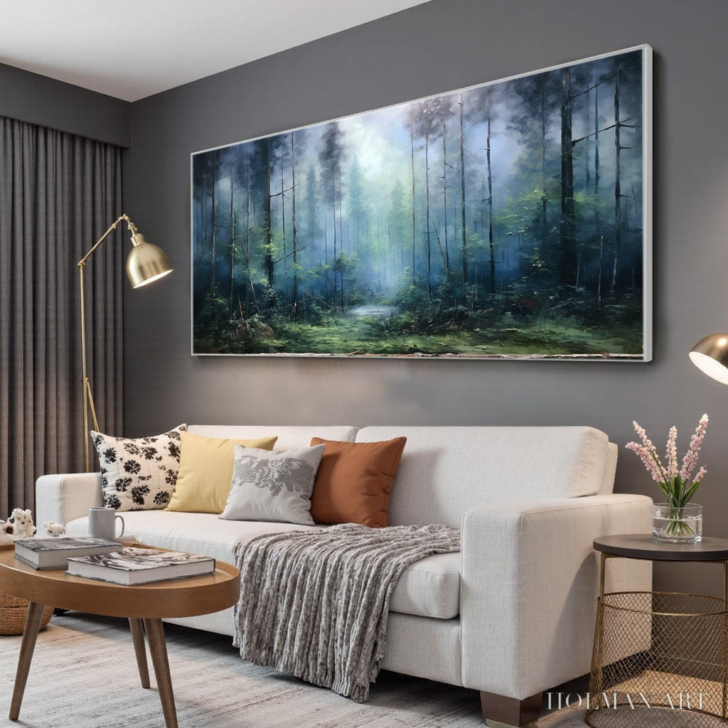 HOLMAN ART Forest Whispers – Panoramic Misty Forest Oil Painting - image 4