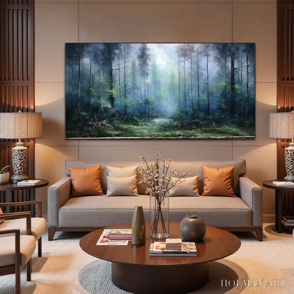HOLMAN ART Forest Whispers – Panoramic Misty Forest Oil Painting - image 6