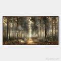 HOLMAN ART Forest Path – Panoramic Misty Forest Landscape Oil Painting - image 1