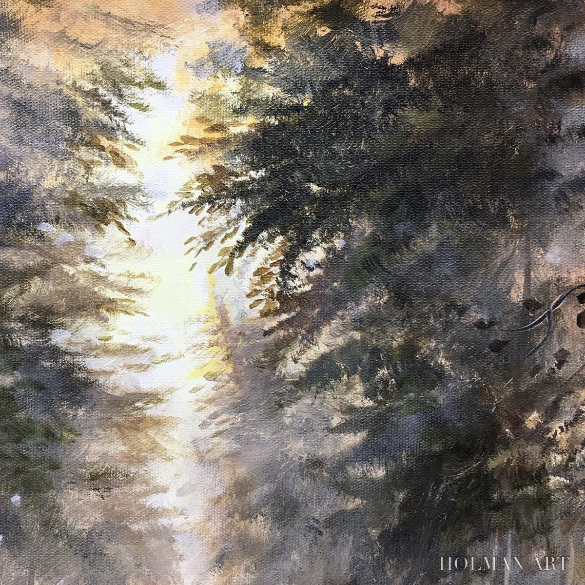 HOLMAN ART Forest Path – Panoramic Misty Forest Landscape Oil Painting - image 3