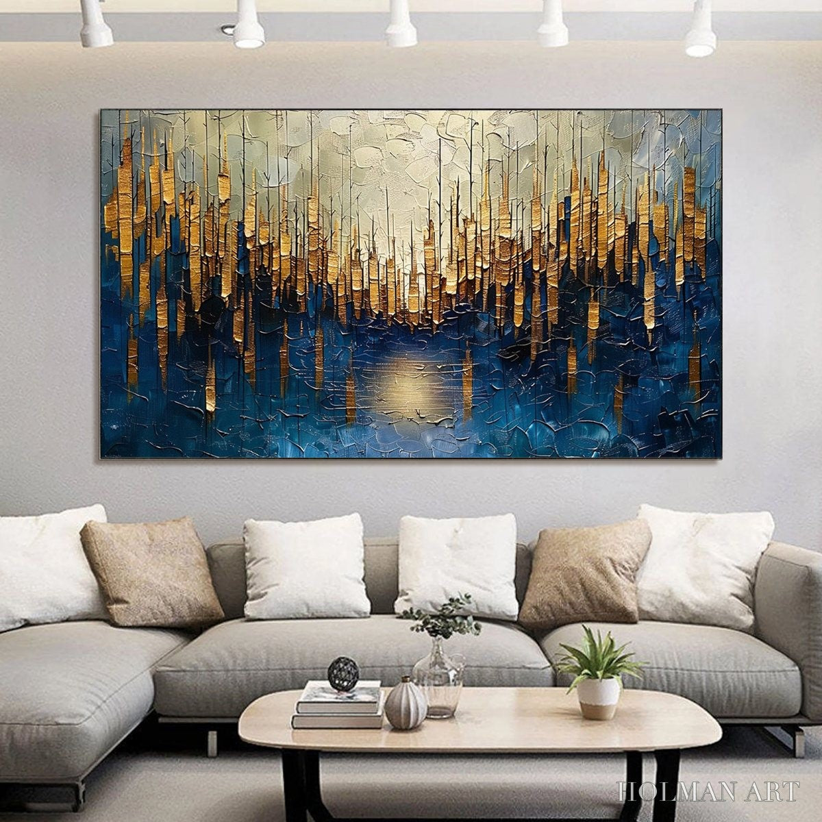 HOLMAN ART Golden Forest Reflection – Textured Landscape Oil Painting - image 2