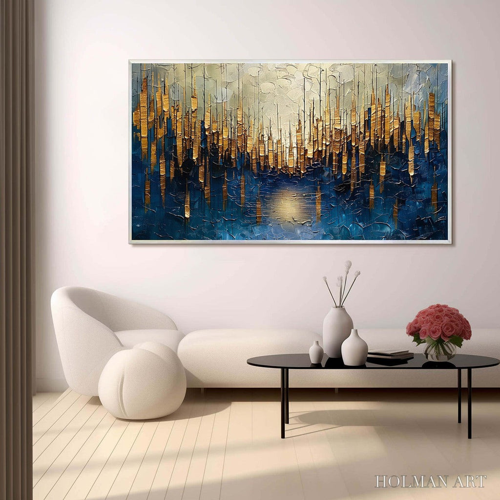 HOLMAN ART Golden Forest Reflection – Textured Landscape Oil Painting - image 4