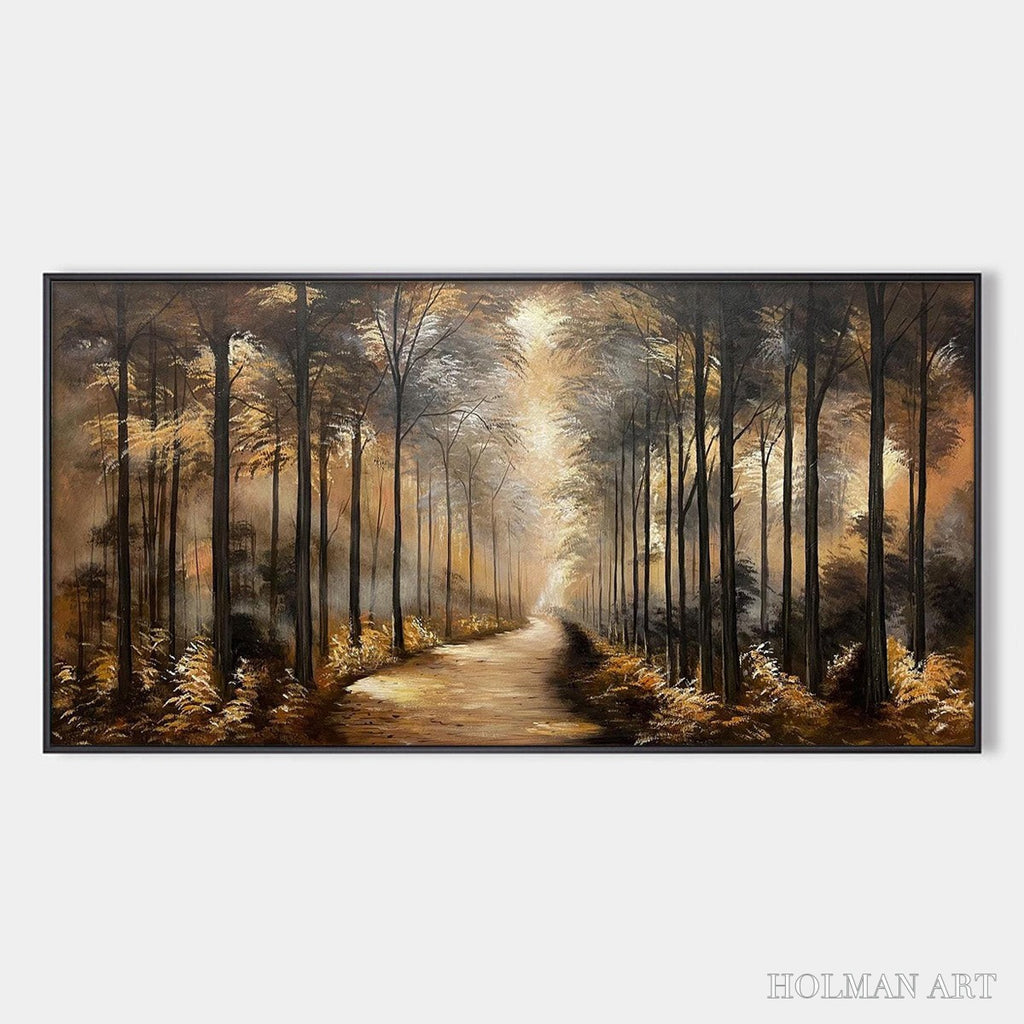 HOLMAN ART Whispers of the Woods – Panoramic Forest Path Oil Painting - image 1