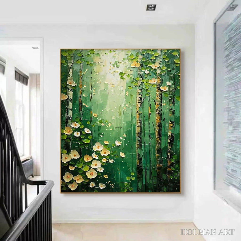HOLMAN ART Forest Bloom – Textured Impasto Forest and Flowers Oil Painting - image 2