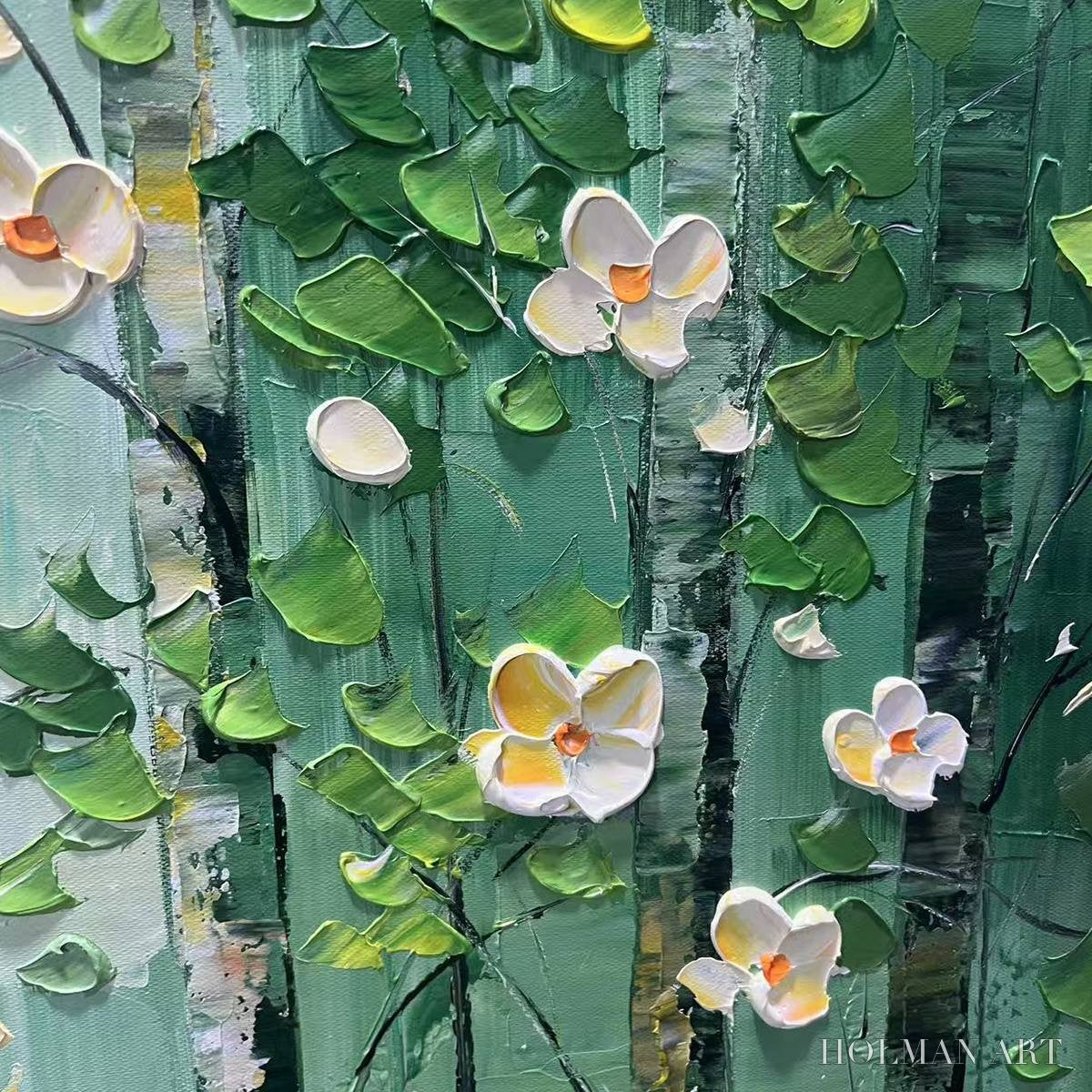 HOLMAN ART Forest Bloom – Textured Impasto Forest and Flowers Oil Painting - image 3