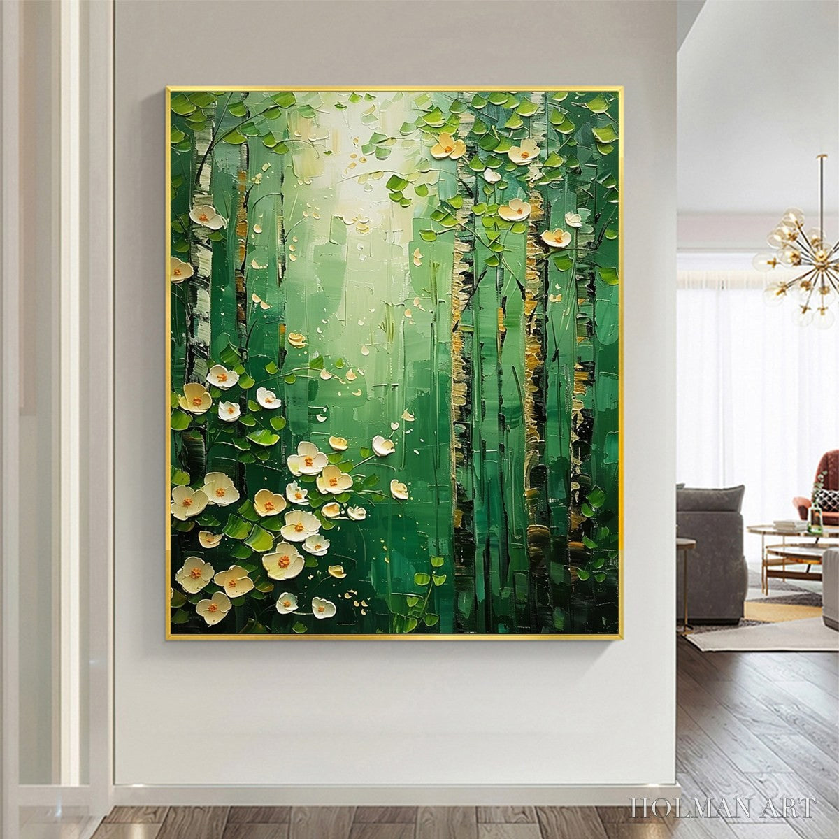 HOLMAN ART Forest Bloom – Textured Impasto Forest and Flowers Oil Painting - image 6