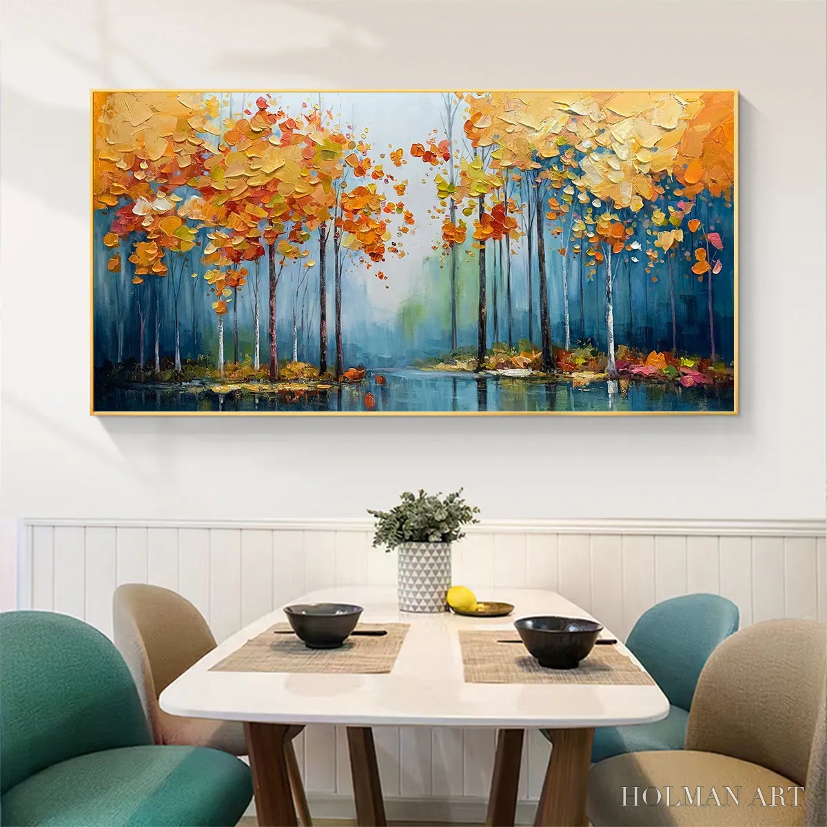 HOLMAN ART Autumn Reflections – Colorful Autumn Forest Landscape Oil Painting - image 6