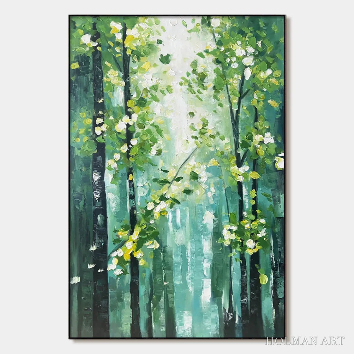 HOLMAN ART Emerald Grove – Forest Trees Nature Oil Painting - image 1
