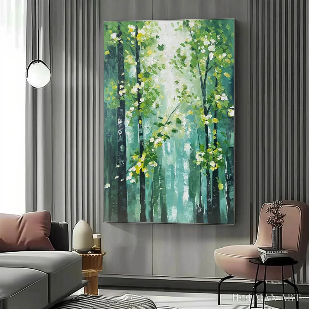 HOLMAN ART Emerald Grove – Forest Trees Nature Oil Painting - image 2
