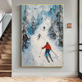 HOLMAN ART First Run – Textured Impasto Skiing Painting on Vertical Canvas - image 2
