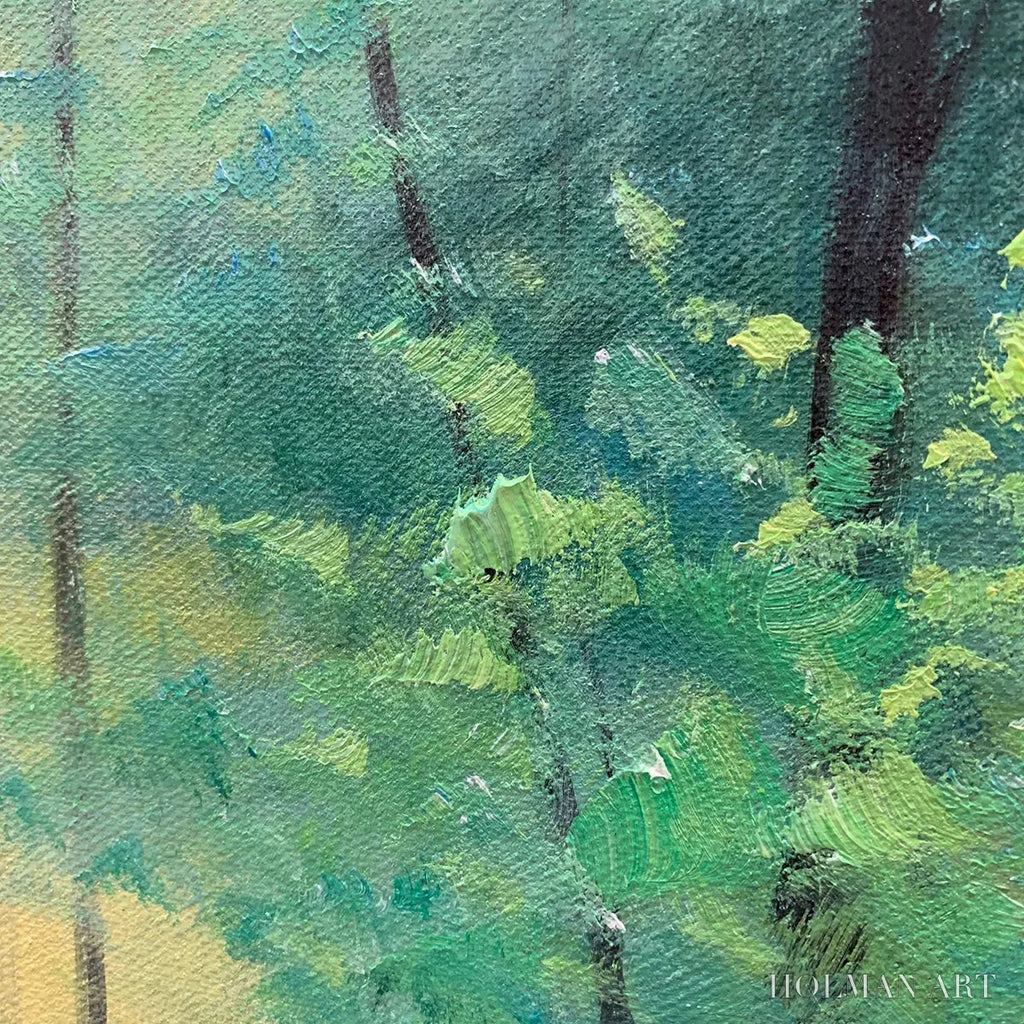 HOLMAN ART Emerald Forest Path – Vertical Forest Painting, Green Woodland Scene, Nature , Living Room - image 3