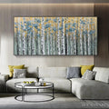HOLMAN ART Golden Birch Grove – Textured Birch Tree Painting, Gold and Green , Horizontal Canvas, Forest Decor - image 2