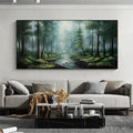 HOLMAN ART Forest Path – Panoramic Forest Painting with Stream, Misty Landscape, Canvas - image 2