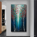HOLMAN ART Crimson Forest – Vertical Textured Impasto Painting of a Forest with Red Accents, Modern , Blue, Green and Red - image 2