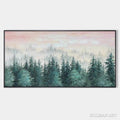 HOLMAN ART Misty Pines – Panoramic Forest Landscape Painting, Misty Trees, Green - image 1