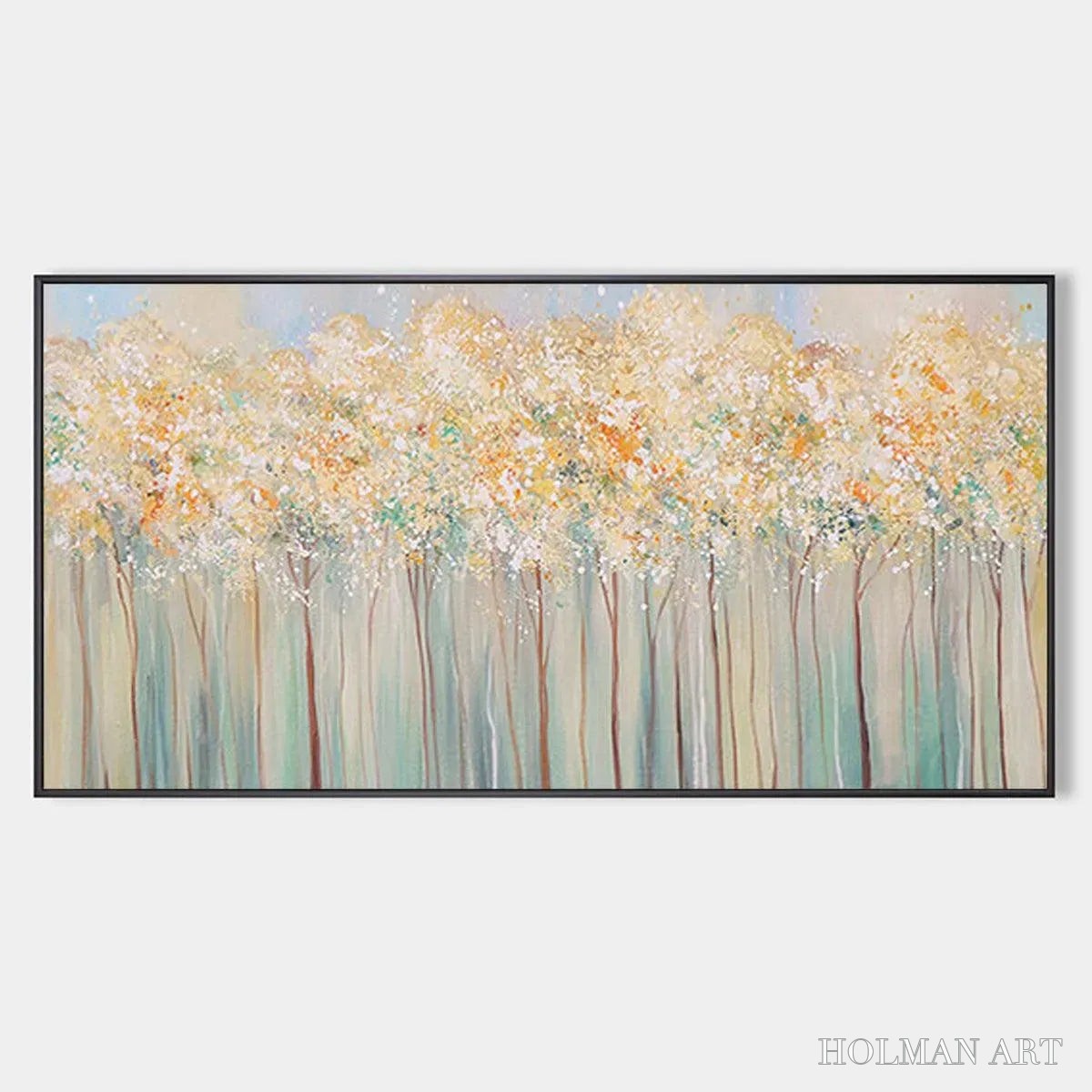 HOLMAN ART Aspen Glow – Panoramic Abstract Forest Landscape Oil Painting - image 1