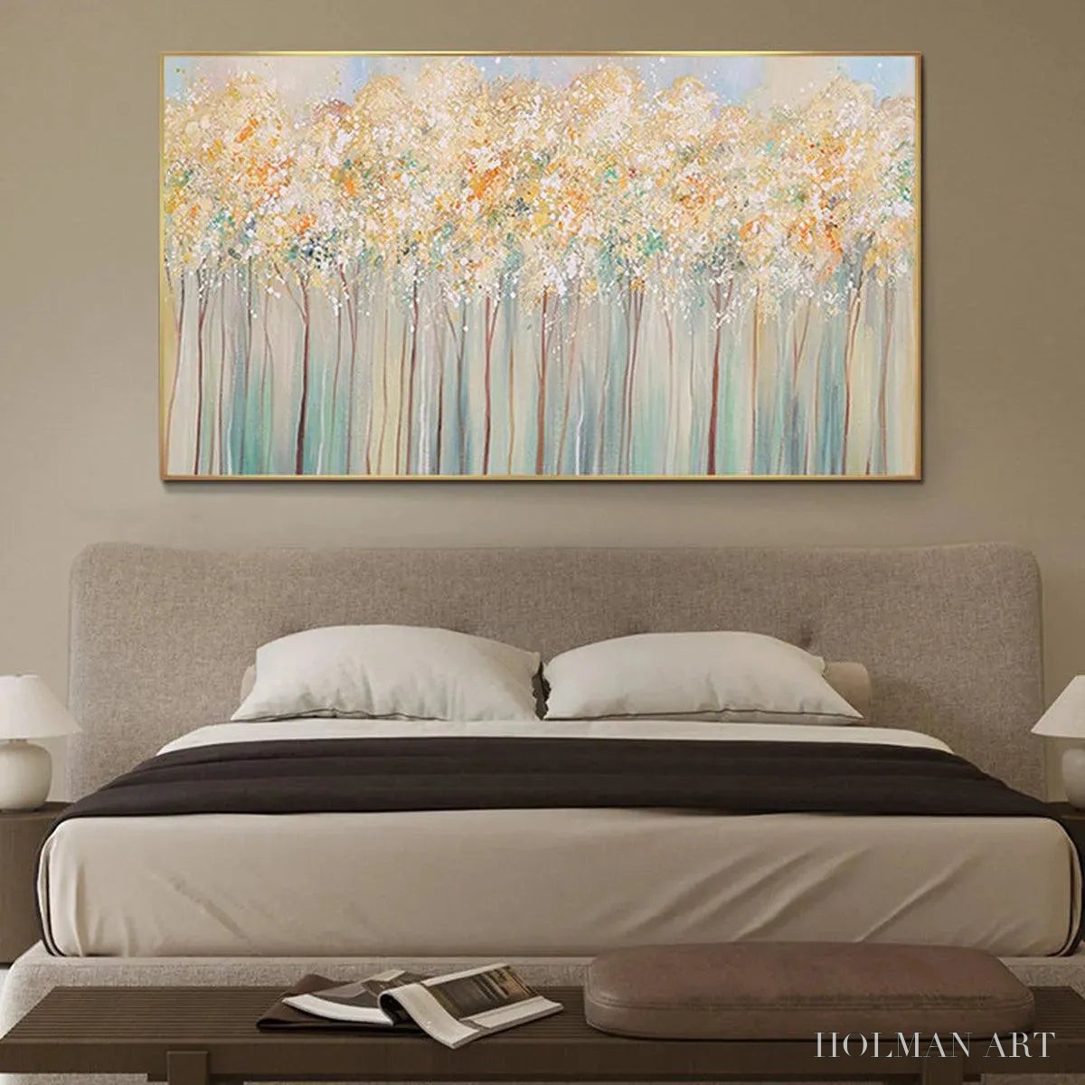 HOLMAN ART Aspen Glow – Panoramic Abstract Forest Landscape Oil Painting - image 2