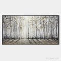 HOLMAN ART Golden Birchwood – Panoramic Birch Forest Landscape Oil Painting with Gold Accents - image 1
