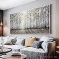 HOLMAN ART Golden Birchwood – Panoramic Birch Forest Landscape Oil Painting with Gold Accents - image 2