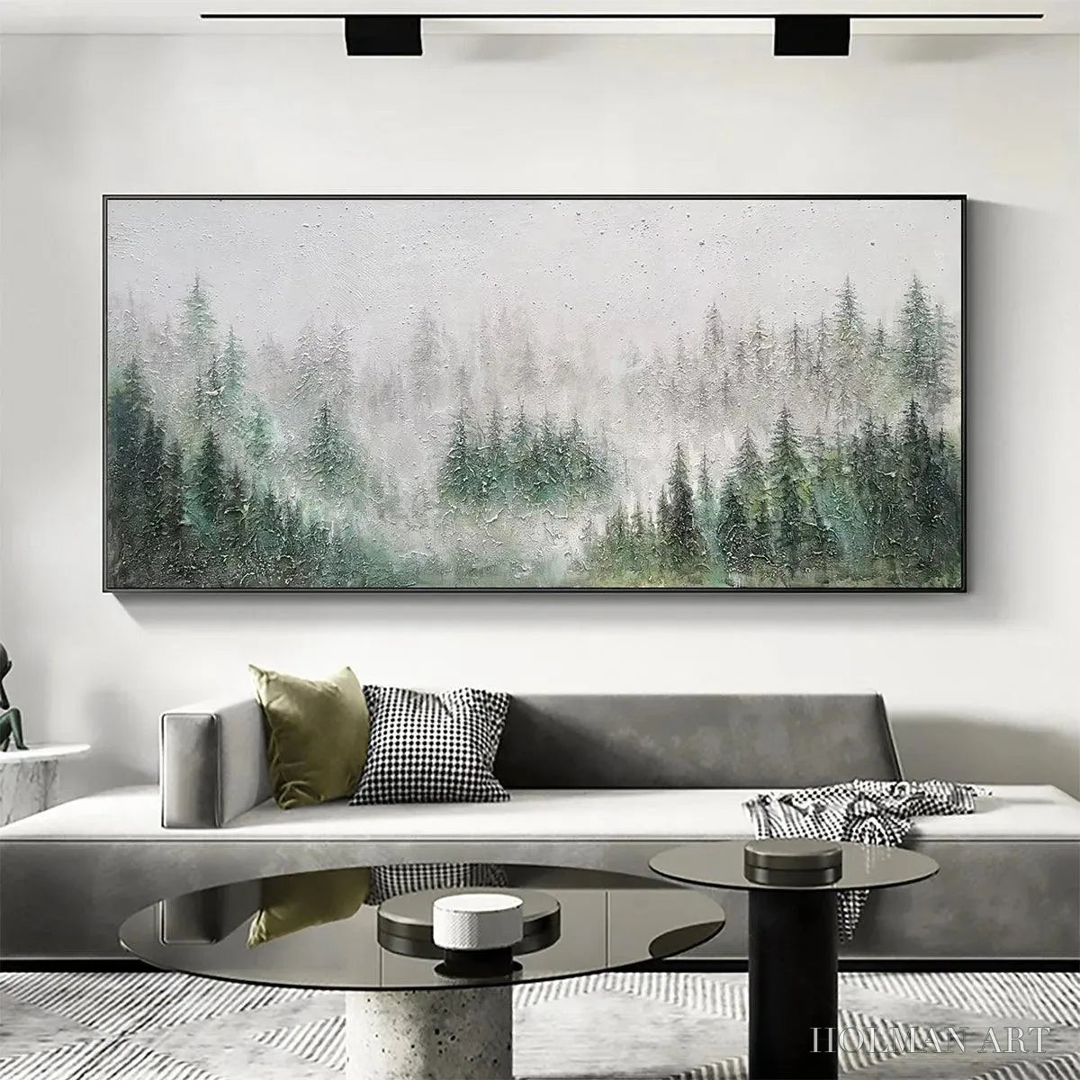 HOLMAN ART Emerald Mist – Panoramic Misty Forest Landscape Oil Painting - image 5