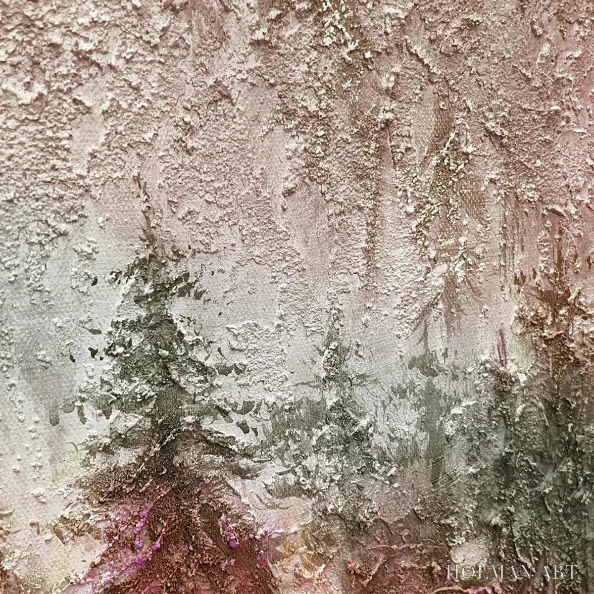 HOLMAN ART Misty Pines – Panoramic Misty Forest Landscape Oil Painting - image 3