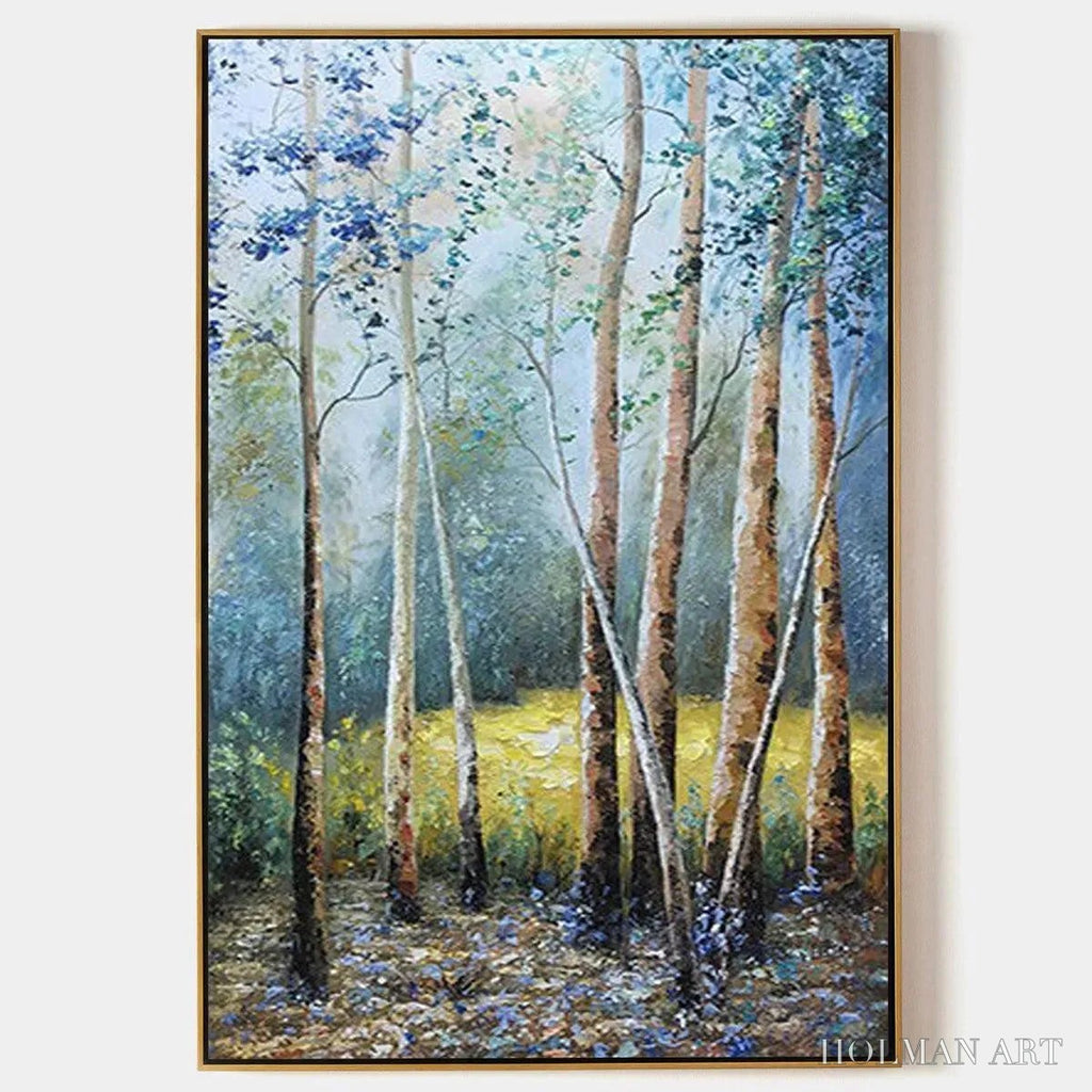 HOLMAN ART Birchlight Glade – Vertical Forest Landscape Oil Painting - image 1