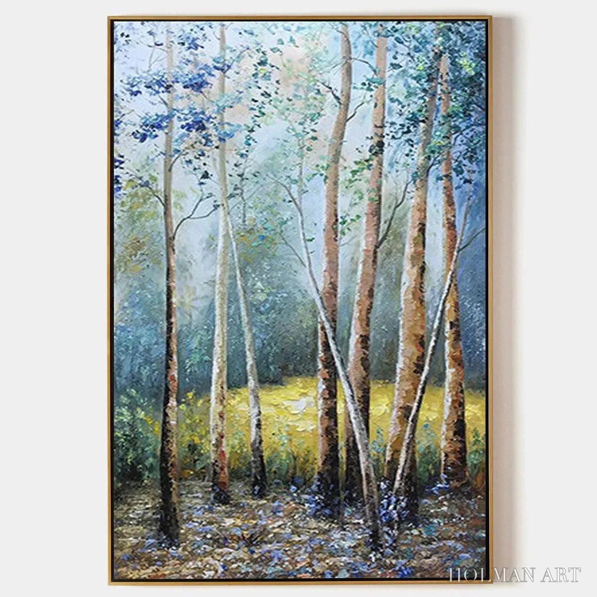 HOLMAN ART Birchlight Glade – Vertical Forest Landscape Oil Painting - image 1