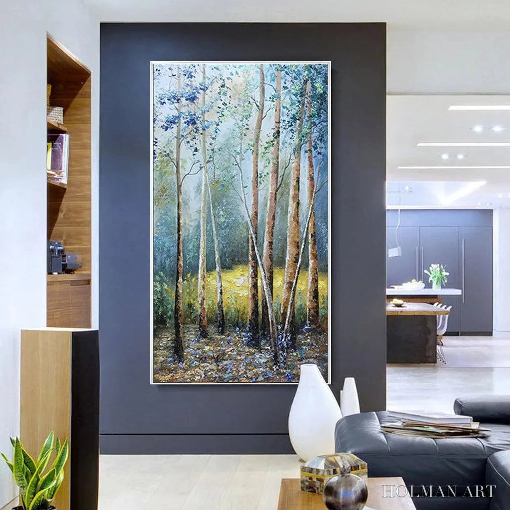HOLMAN ART Birchlight Glade – Vertical Forest Landscape Oil Painting - image 2