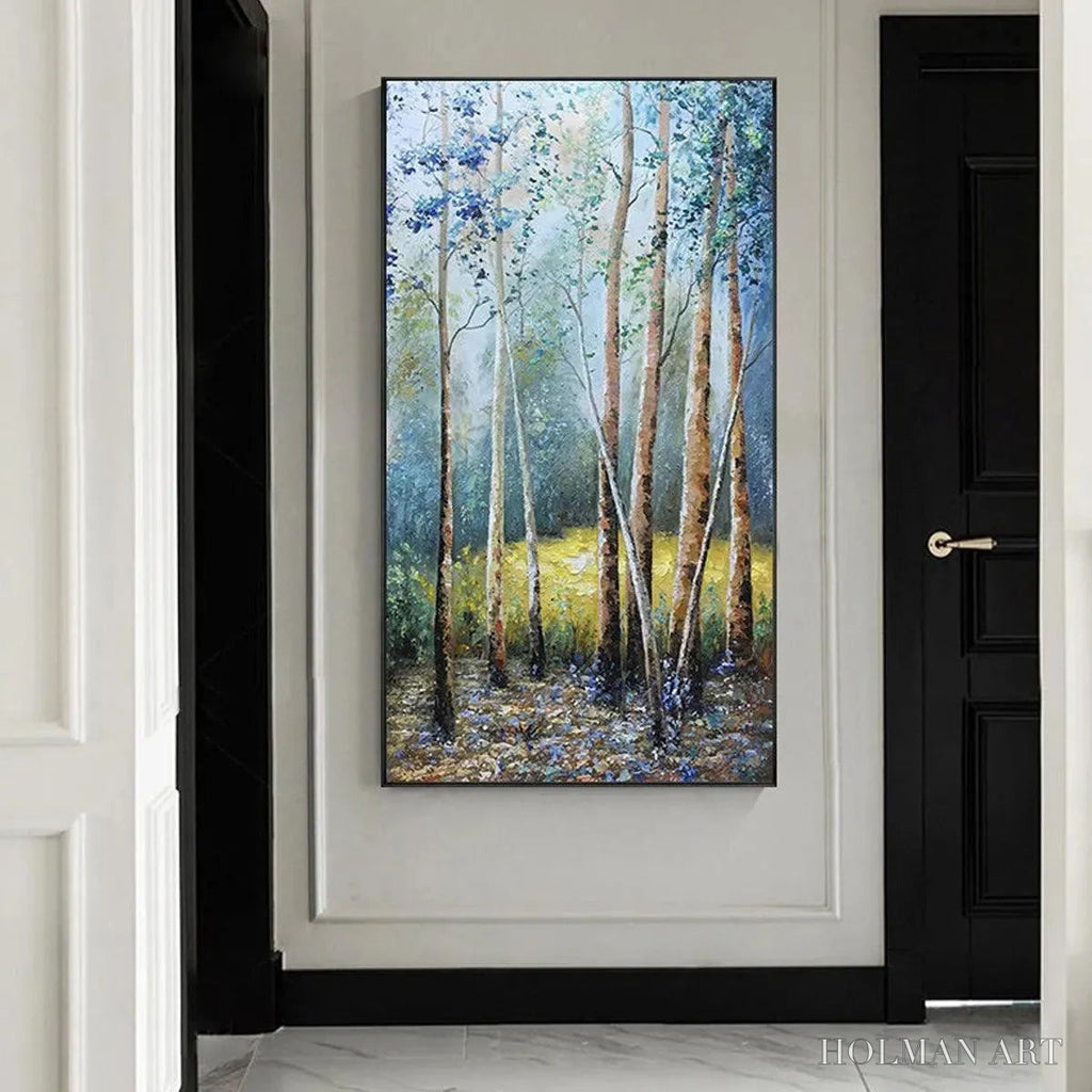 HOLMAN ART Birchlight Glade – Vertical Forest Landscape Oil Painting - image 4