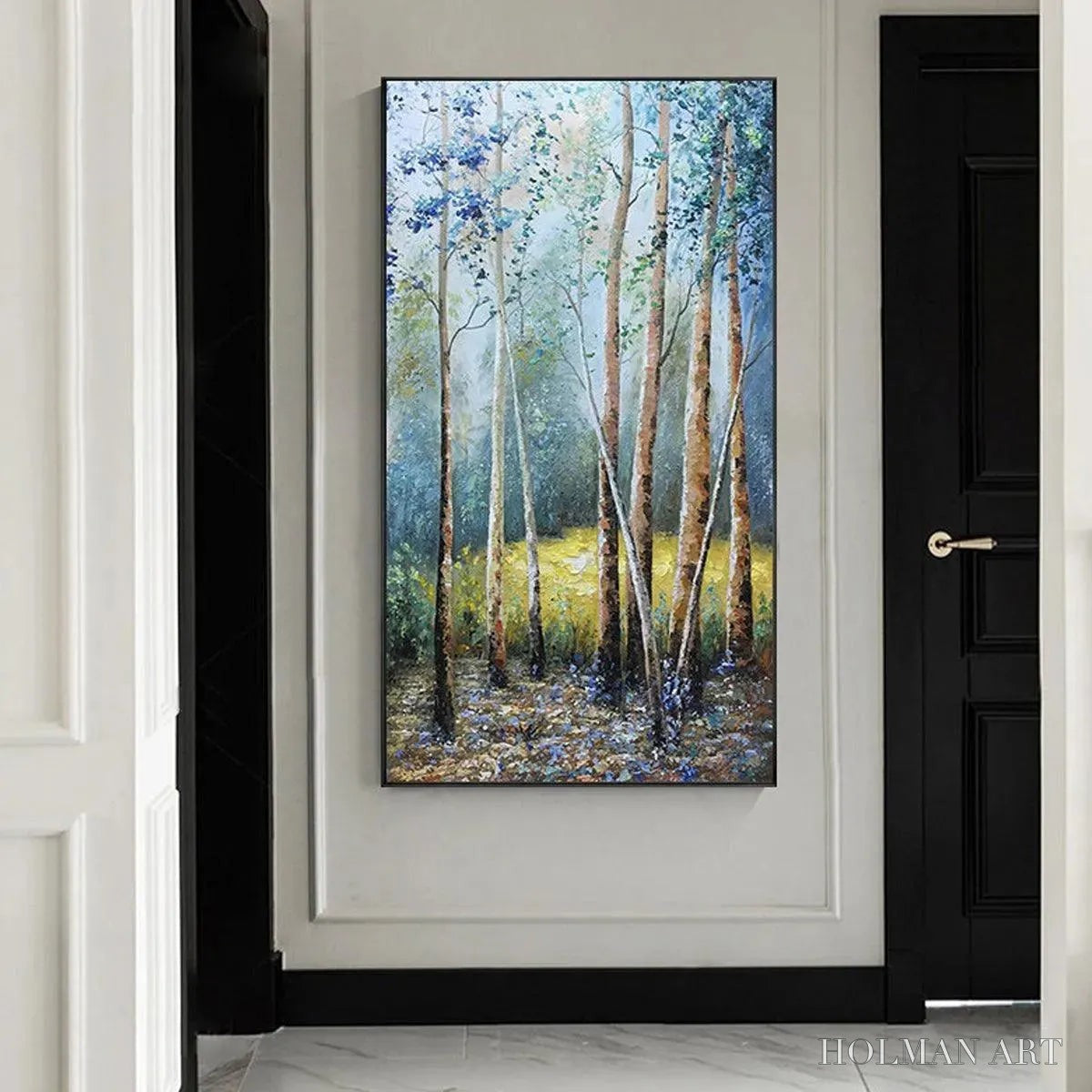 HOLMAN ART Birchlight Glade – Vertical Forest Landscape Oil Painting - image 4