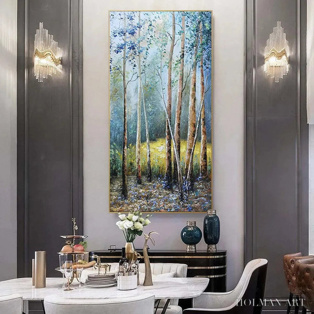 HOLMAN ART Birchlight Glade – Vertical Forest Landscape Oil Painting - image 5