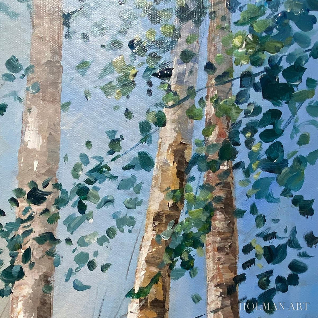 HOLMAN ART Birchlight Glade – Vertical Forest Landscape Oil Painting - image 6