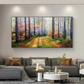 HOLMAN ART Autumn Forest Path – Panoramic Forest Landscape Painting, Autumn Colors , Nature Decor, Canvas Artwork - image 2