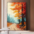 HOLMAN ART Autumn Path – Textured Forest Path Painting, Orange and Blue , Vertical Canvas, Impasto Decor - image 2