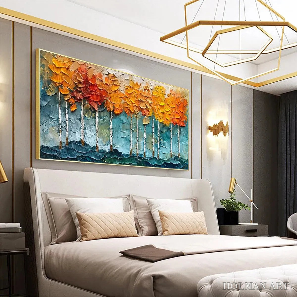 HOLMAN ART Golden Aspen – Textured Forest Painting, Impasto , Horizontal Canvas, Autumn Decor - image 5