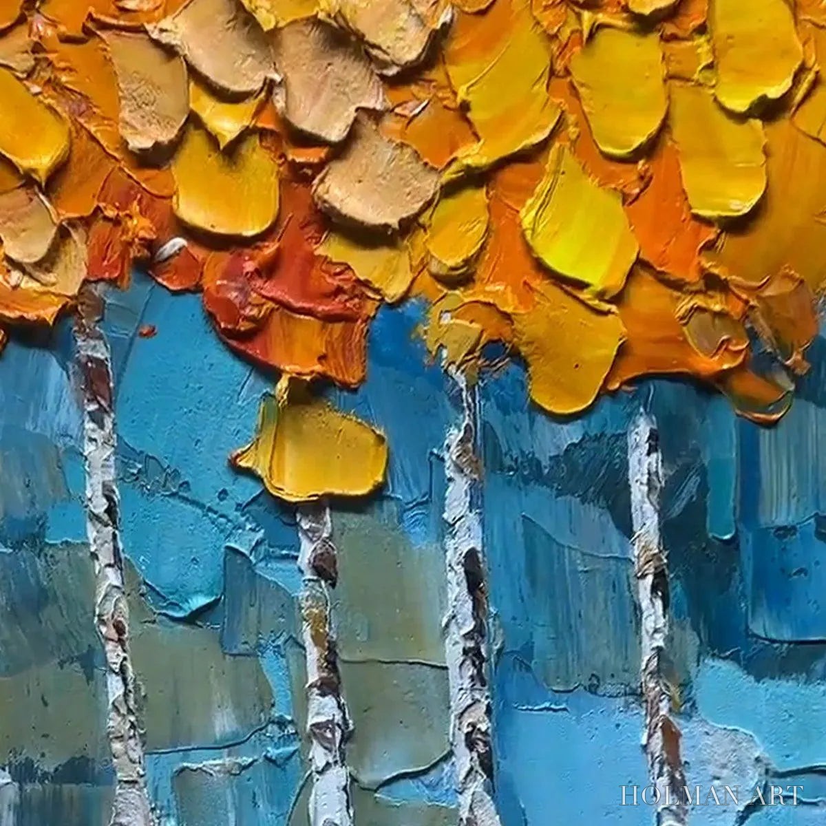 HOLMAN ART Golden Aspen – Textured Forest Painting, Impasto , Horizontal Canvas, Autumn Decor - image 6