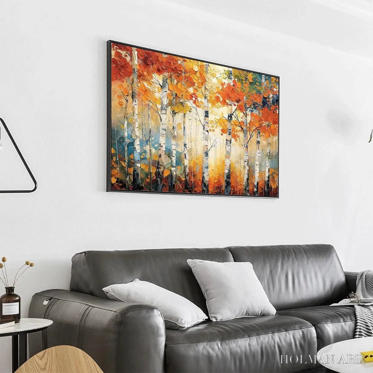 HOLMAN ART Autumn Aspen – Textured Forest Painting, Impasto , Horizontal Canvas, Fall Decor - image 5
