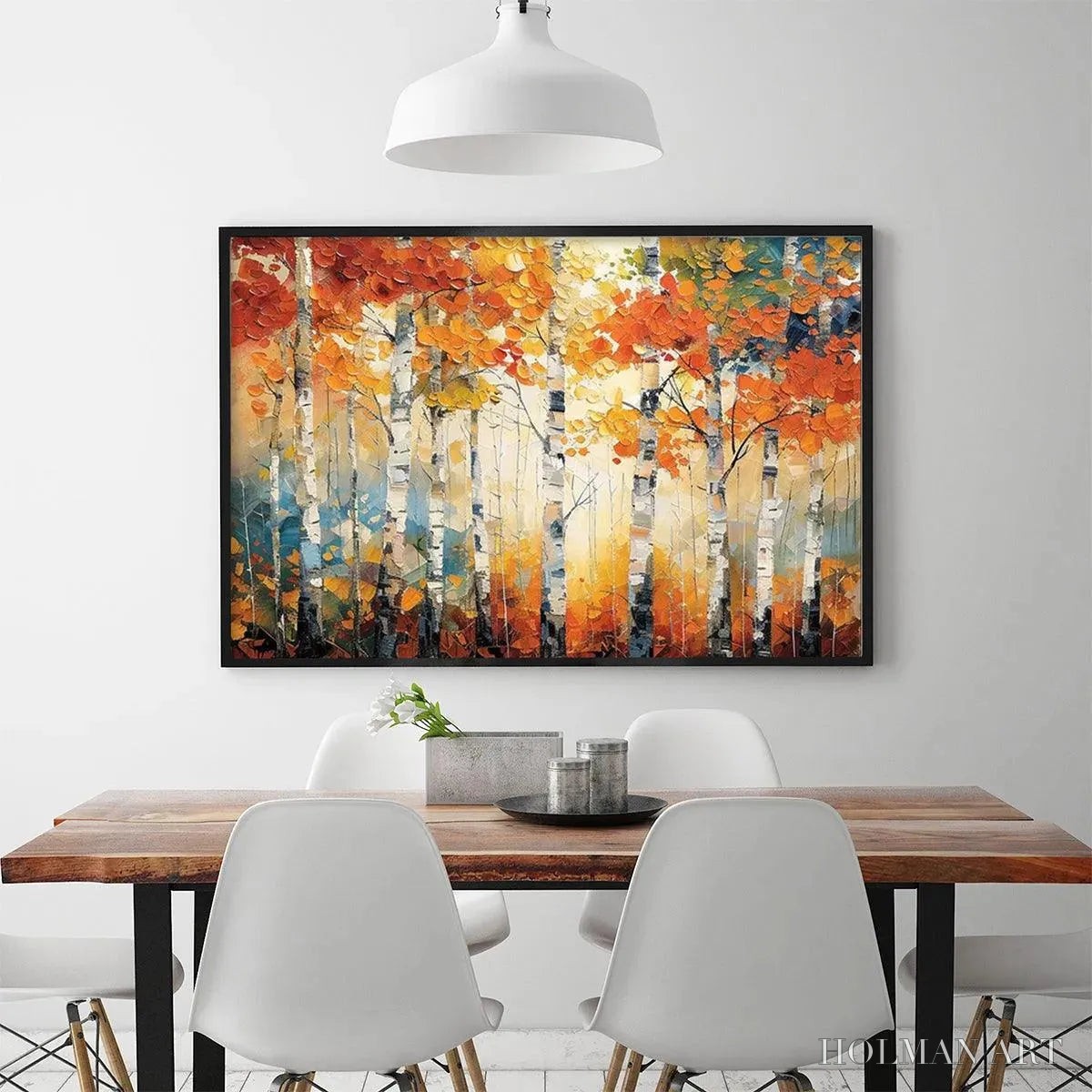 HOLMAN ART Autumn Aspen – Textured Forest Painting, Impasto , Horizontal Canvas, Fall Decor - image 6