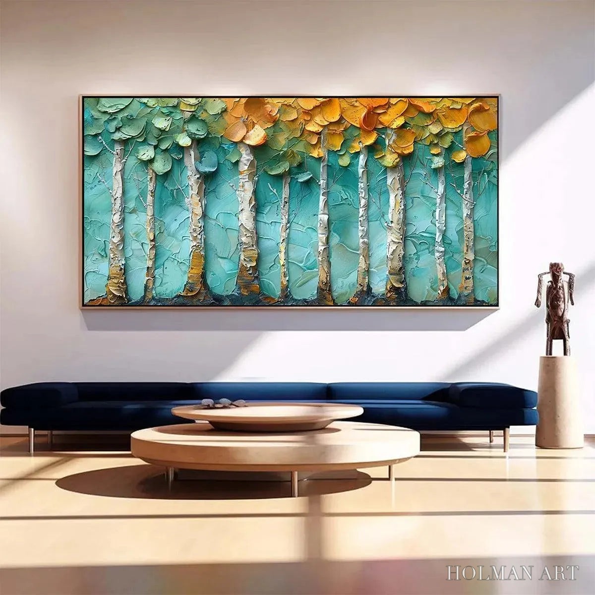 HOLMAN ART Golden Aspen Grove – Textured Forest Painting, Impasto , Horizontal Canvas, Landscape Art - image 2