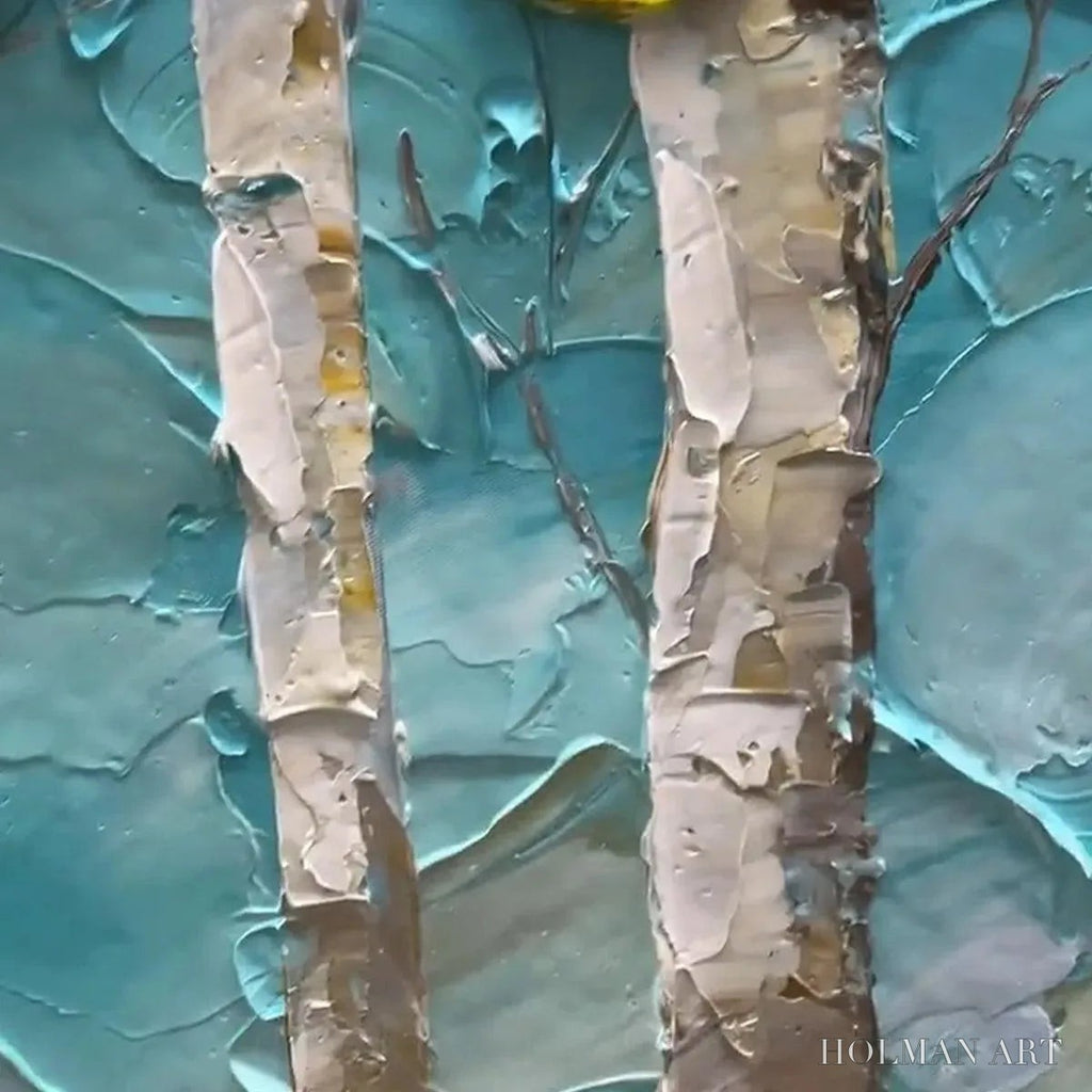 HOLMAN ART Golden Aspen Grove – Textured Forest Painting, Impasto , Horizontal Canvas, Landscape Art - image 6