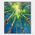 HOLMAN ART Forest Sunrise – Textured Birch Tree Painting, Impasto , Vertical Canvas, Nature Decor - image 1