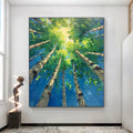 HOLMAN ART Forest Sunrise – Textured Birch Tree Painting, Impasto , Vertical Canvas, Nature Decor - image 2