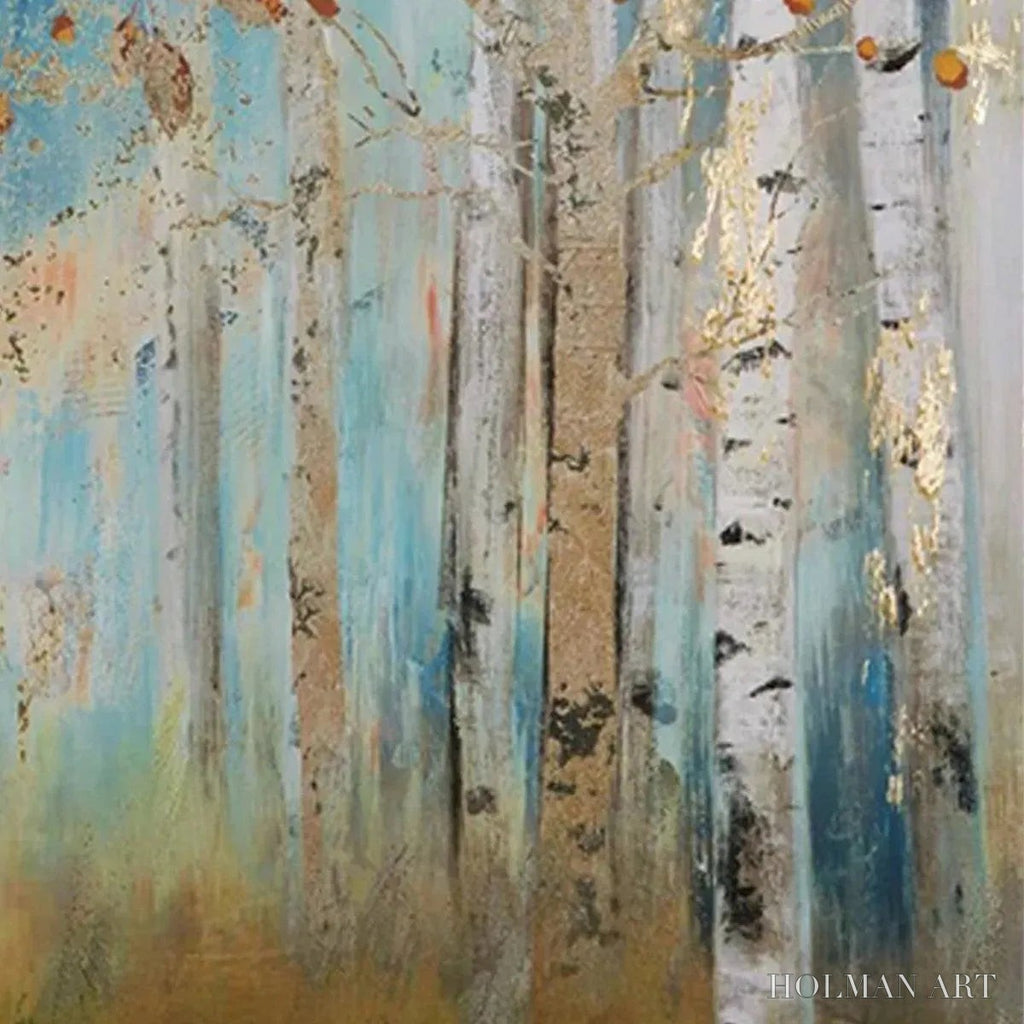 HOLMAN ART Golden Autumn Forest – Textured Autumn Forest Painting, Square - image 4