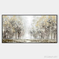 HOLMAN ART Golden Forest Path – Textured Forest Landscape Painting, Panoramic - image 1