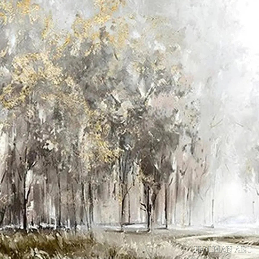 HOLMAN ART Golden Forest Path – Textured Forest Landscape Painting, Panoramic - image 5