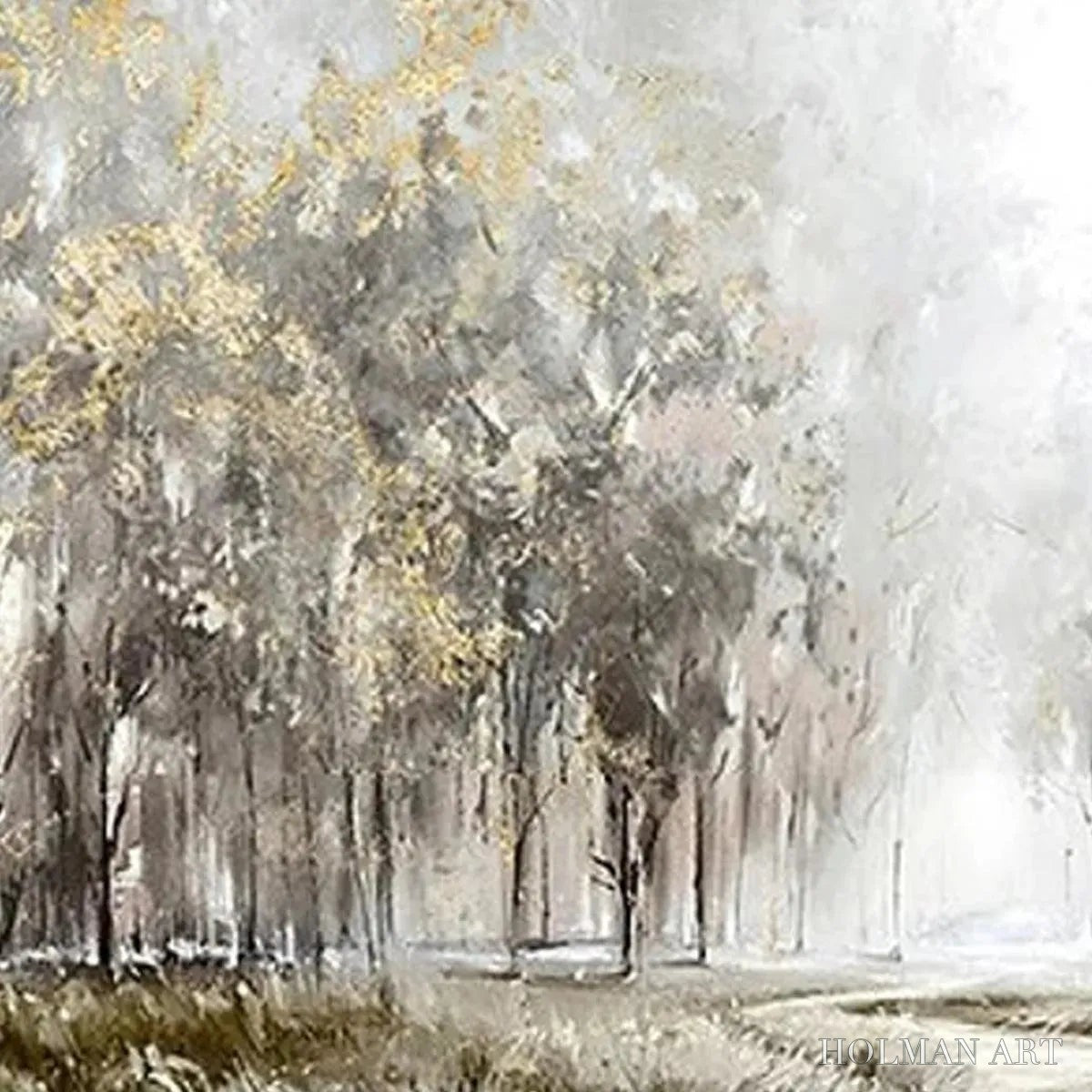 HOLMAN ART Golden Forest Path – Textured Forest Landscape Painting, Panoramic - image 5